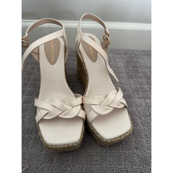 NWOB Stuart Weitzman Braida Max Espadrille Wedge Sandal in White Leather SZ 8 - Picture 4 of 7